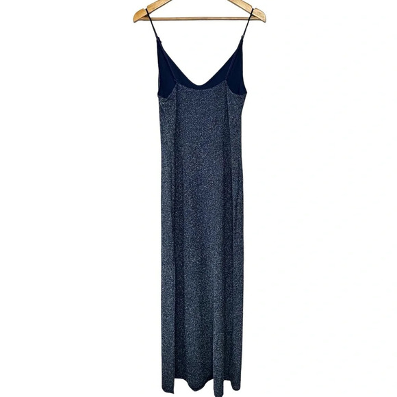 Free People Lola Maxi Slip Dress Navy Silver Glitter Romantic Fairy Festival - Picture 3 of 15